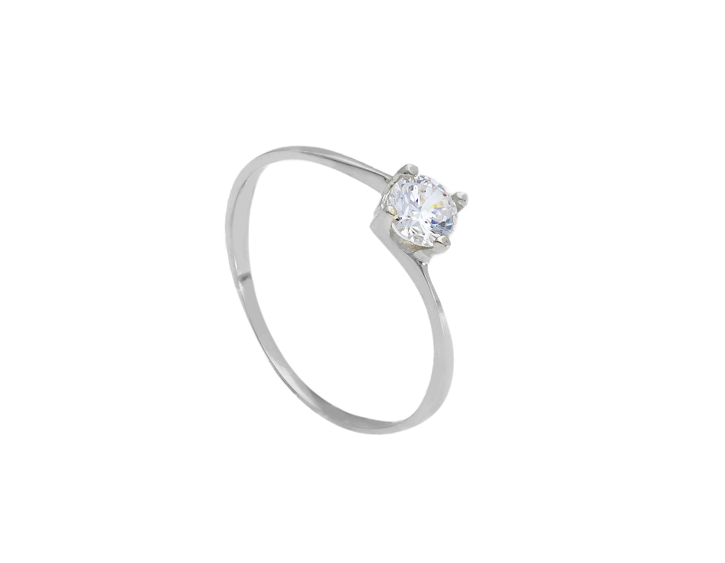 Single stone k9 white gold ring with zirkon (S162151)